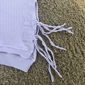 Free People One Womens Size Medium Lavendar Ribbed Textured Side Tie Tank Top